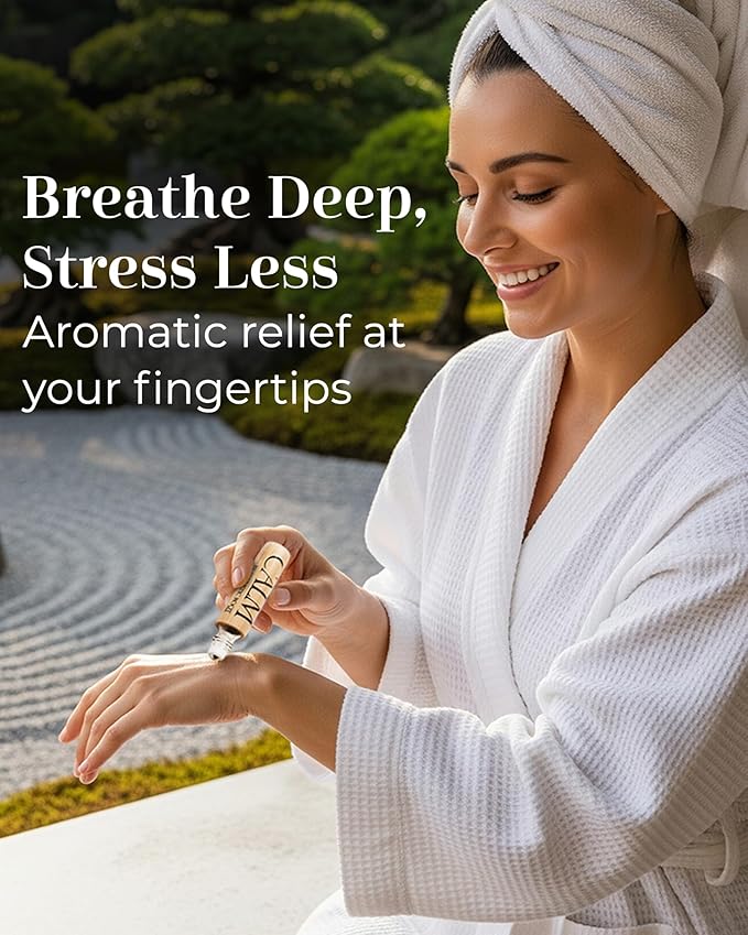 Soulistic Root Calm Essential Oil Roller, Calm Essential Oil Roll On Blend, 10ml Glass Roller- Stress Relief, Essential Oil Blends, Aromatherapy Self Care Products for Women