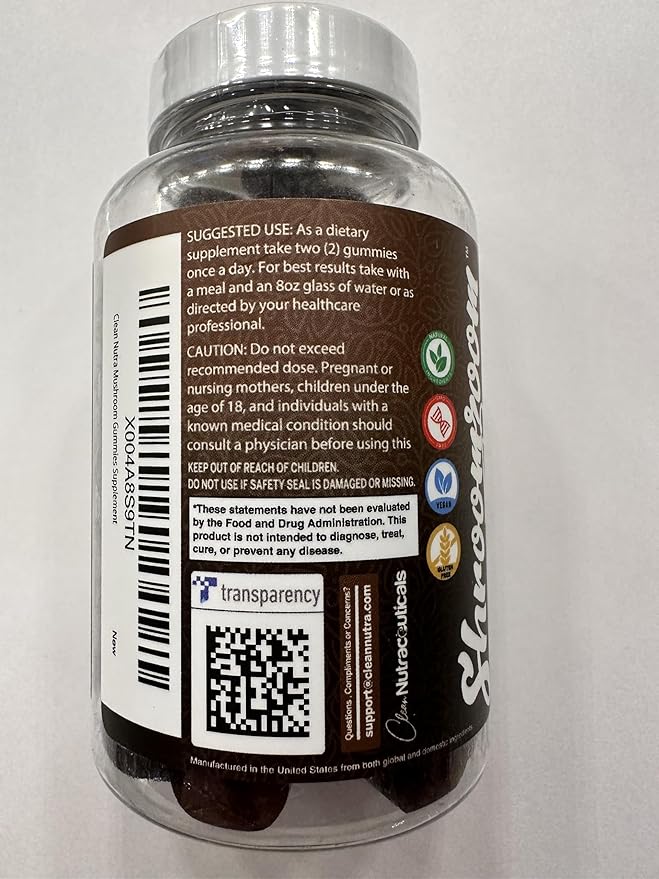 15in1 Mushroom Gummies with Lion's Mane Turkey Tail Cordyceps Reishi Chaga Sweet Toot Maitake Meshima Poria Cocos Shiitake Tremella, Oyster Agaricus Mushrooms for Men and Women Supplement Clean Nutra