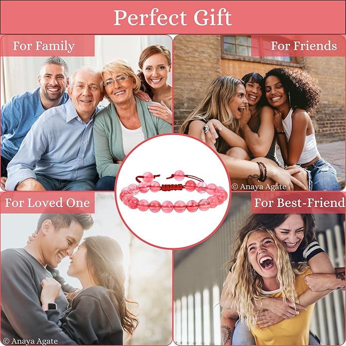 Energy Protection Crystal Handmade Adjustable Bead Bracelet Perfect for Men, Women’s Gift - Gemstone Healing Stretch Bracelet Pulsera Para Hombre Mujer Stocking Stuffer