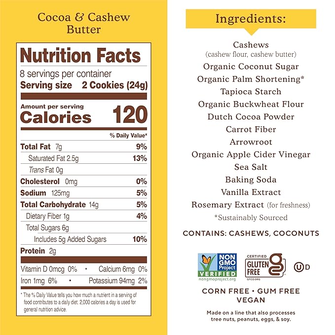 Simple Mills Sandwich Cookies Variety Pack (Creamy Peanut Butter and Cocoa & Cashew Butter) Gluten Free, Vegan, Healthy Snacks, 6.7 oz (Pack of 2)