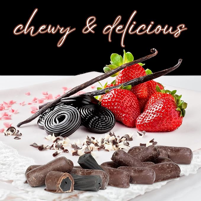 Chocolate Covered Black Licorice Bits by Its Delish, 5 lbs Bag Bulk | Black Licorice Bites Coated in Dark Chocolate Candy | Vegan, Non-dairy, Kosher Parve