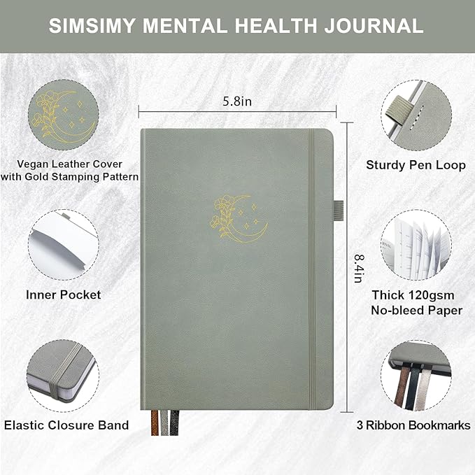 Mental Health Journal, 91-Day Self Care Journal for Women Men, Guided Anxiety & Stress Relief Journal with Mood Tracker, Cognitive Behavioral Therapy Journaling with Mental Health Coloring Pages & Dream Log
