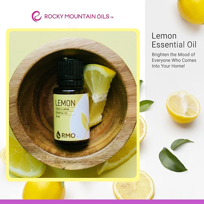Rocky Mountain Oils Lemon Essential and Natural Aromatherapy Essential Oils for Diffuser, Topical, and Home - 15ml