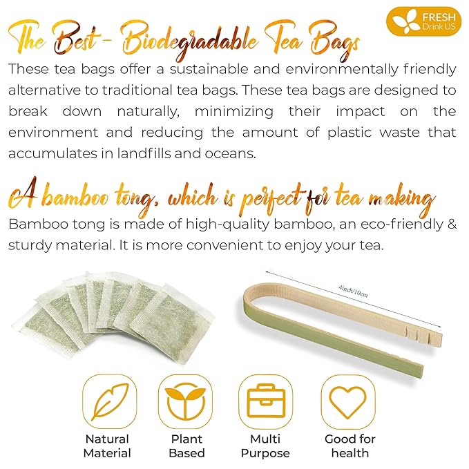 FreshDrinkUS, Premium 135 Turmeric Ginger Tea Bags, 100% Natural Ingredients, Hand-made Blend of Turmeric and Ginger Herbal Tea, Eco-conscious Tea Bags. No Sugar, No Caffeine, No Gluten, Vegan.