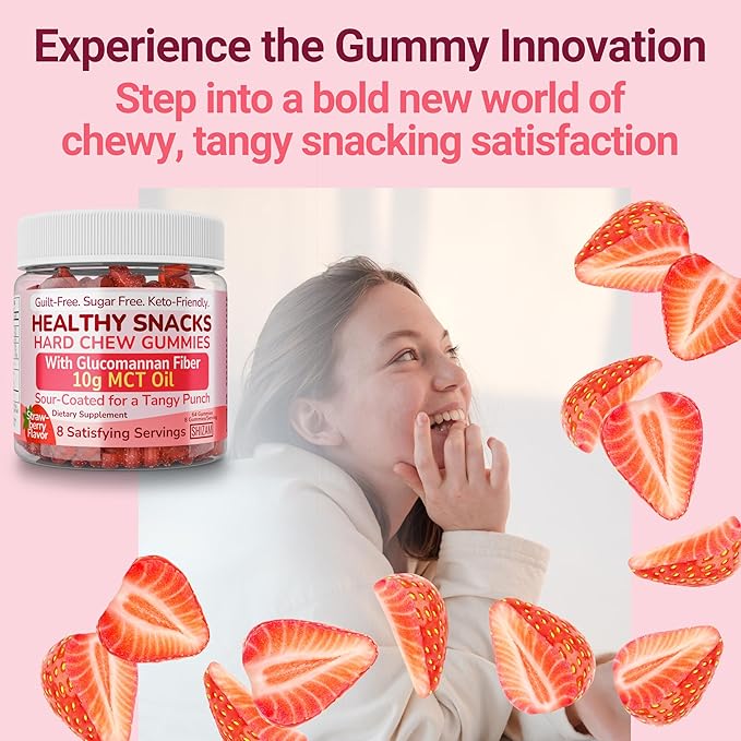 SHIZAM High-Fiber Keto Snacks, Healthy Snack for Adults & Kids, for Men & Women, MCT Oil C8 C10, Fiber Keto Gummies, Gluten Free No Sugar Low Calorie Low Carb Healthy Gummy Candy, C8 MCT Oil Powder