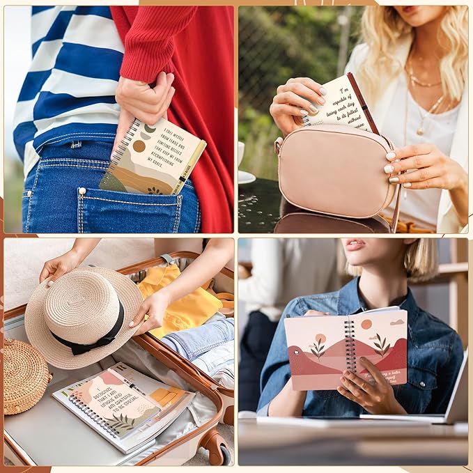 Kosiz 96 Pcs/48 Set Positive Affirmation Gifts Gratitude Spiral Notebooks with Pens Motivational Encouragement Notepads Daily Affirmations Journal for Women (Rainbow)