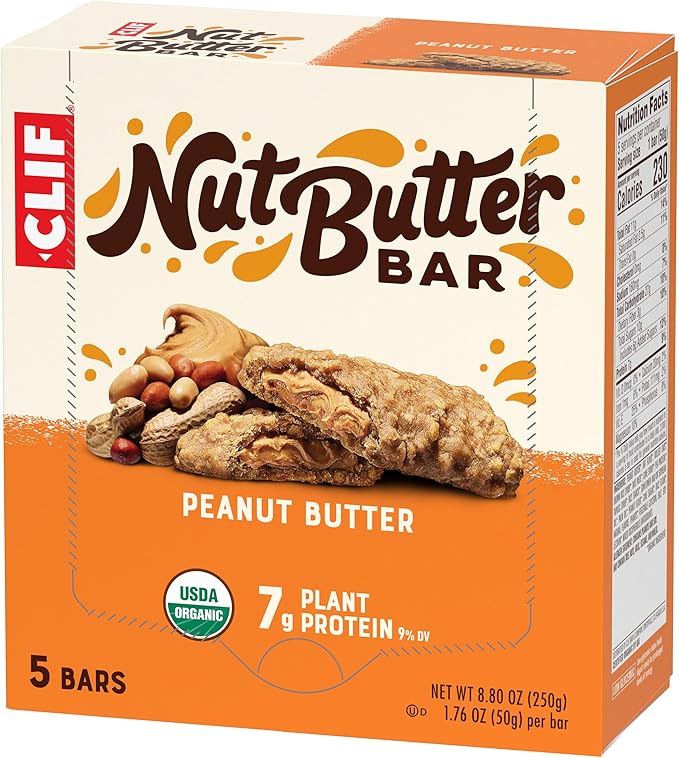CLIF Nut Butter Bar - Peanut Butter - Filled Energy Bars - Non-GMO - USDA Organic - Plant-Based - Low Glycemic - 1.76 oz. (5 Pack)