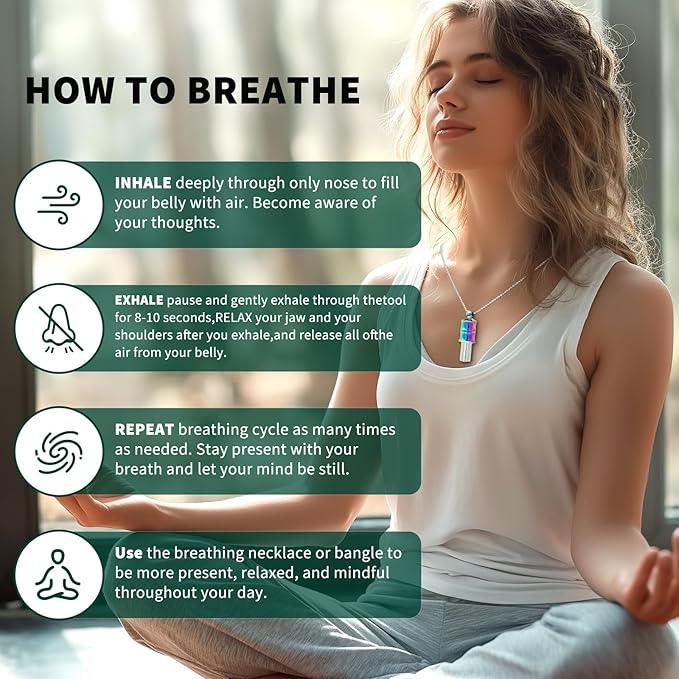 528 Hz Meditation Necklace Breathing Frequency Sound Healing Device by Adjusting The Breathing for Anxiety & Stress Relief Mindfulness
