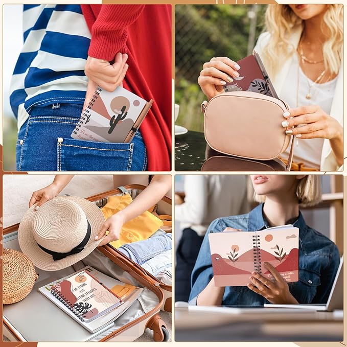 Kosiz 24 Pcs/12 Set Positive Affirmation Gifts Gratitude Spiral Notebooks with Pens Motivational Encouragement Notepads Daily Affirmations Journal for Women (Boho)