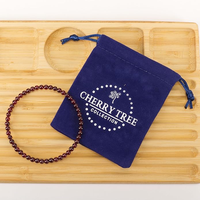 Cherry Tree Collection - Small, Medium, Large Sizes - Gemstone Beaded Bracelets For Women and Men - 4mm Round Beads