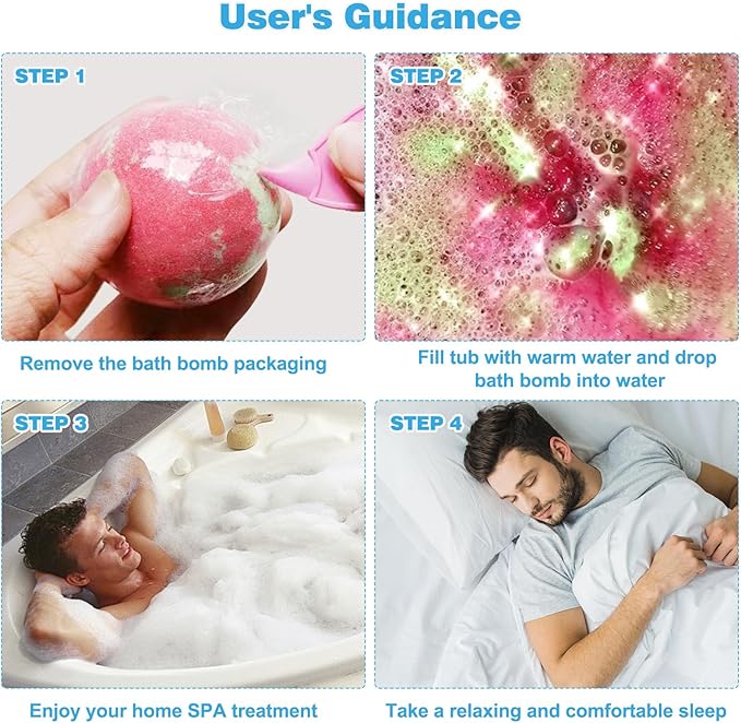 Bath Bombs for Men, 8 Pack Organic Bath Bombs Set with Natural Essential Oils, Relaxing Gifts for Men & Women, Father's Day Birthday Easter Gift for Husband Boyfriend