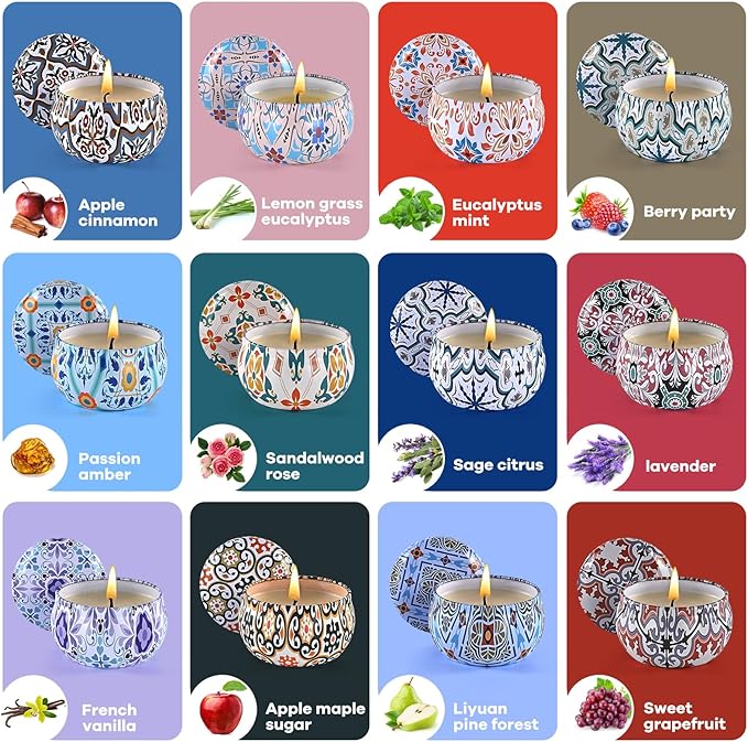 Scented Candles Gift Set, Candles for Home Scented 12 Pack, 300 Hours Long Lasting Soy Wax Aromatherapy Candle Set, Friends Moving Away, Birthday, Retirement Gifts for Women with Gift Box