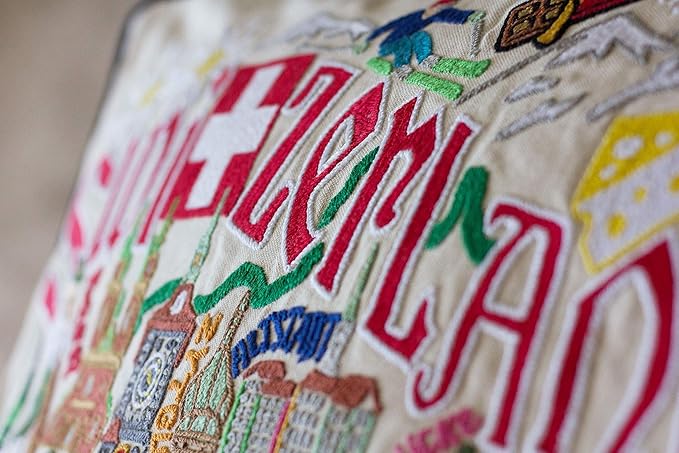 Catstudio Switzerland Embroidered Decorative Throw Pillow