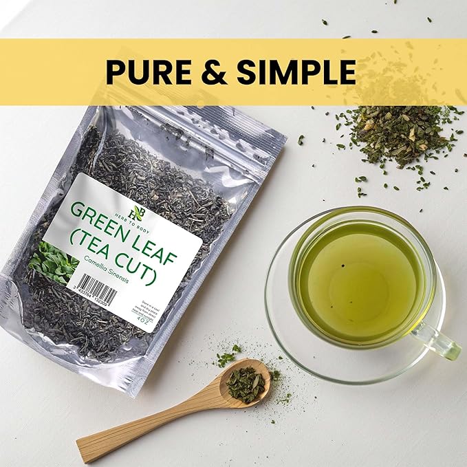Herb To Body Green Tea Leaves Cut – 4 oz, Wildcrafted Camellia Sinensis, Loose Leaf Green Tea for Herbal Brews and Traditional Uses