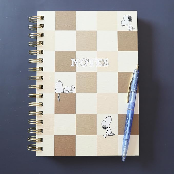 Graphique Snoopy Hardbound Spiral Journal, 160 Ruled Pages Hard Cover Notebook, Diary, Lists, Record Month and Date, Premium Paper, 6” x 8”