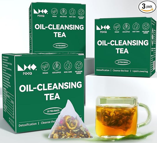 NXQ Oil Cleansing Tea (30 bags): Chinese Liver Detox Tea-10 Traditional Herbal-WinterMelon & Lotus Leaf-Oil Reducing Teabag-inner cleansing with Herbal Formula for Welness