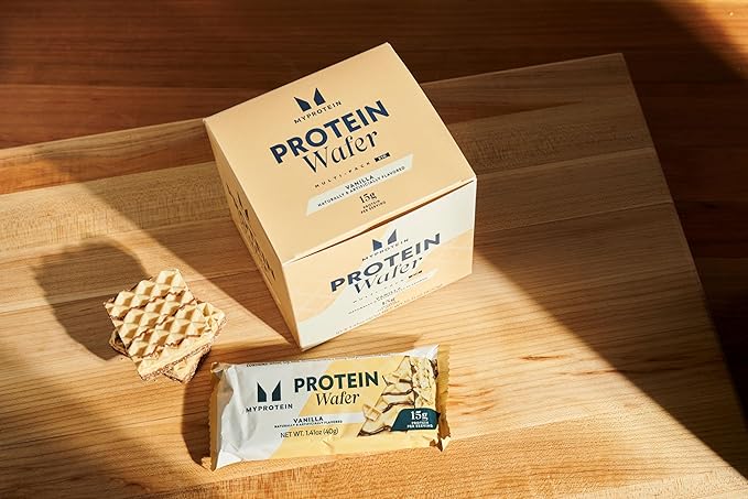 Myprotein Protein Bars, Crispy Protein Wafers, 15g High Protein Snacks, Box of 10 Vanilla Wafers Packs, Milk & Whey Protein Isolate, Light & Crunchy