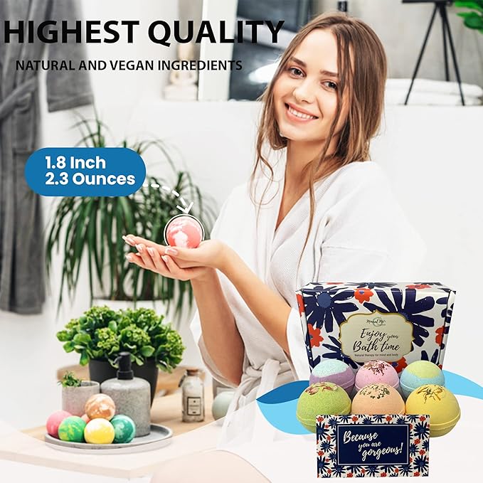 Bath Bombs for Women Gift Set - 24 Natural & Organic Bath Bombs with Essential Oils & Moisturizing Shea Butter, Spa Selfcare Gift, Stocking Stuffers, Christmas Gifts for Her, Women, Kids, Teen Girls