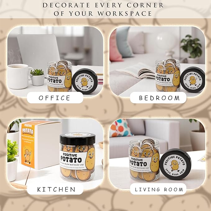 Emotional Supports Potato Jar, 60 Positive Potato Cards in Jar, Affirmation Gifts for Women, Coworker Leaving Gift, Farewell Gifts for Coworkers, Birthday Gifts for Girls, Teens, Friends