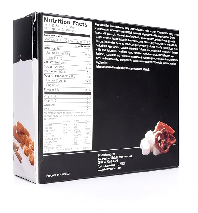 BalanceDiet™ | Protein Bar | 15g of Protein | Low Carb | 7 Bar Box (Salted Toffee Pretzel) (Pack of 2)