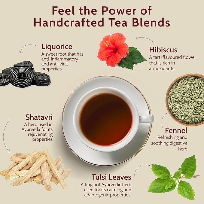 Blooms & Leopard Premium Herbal Tea Bags – Feline Blossom Blend with Hibiscus, Licorice, Fennel, Tulsi & Shatavari – Caffeine-Free Tea – 20 Pyramid Tea Bags, Caffeine-Free for Hot or Iced Tea