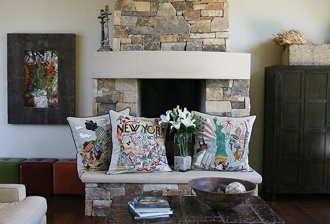 Catstudio New York City Embroidered Decorative Throw Pillow