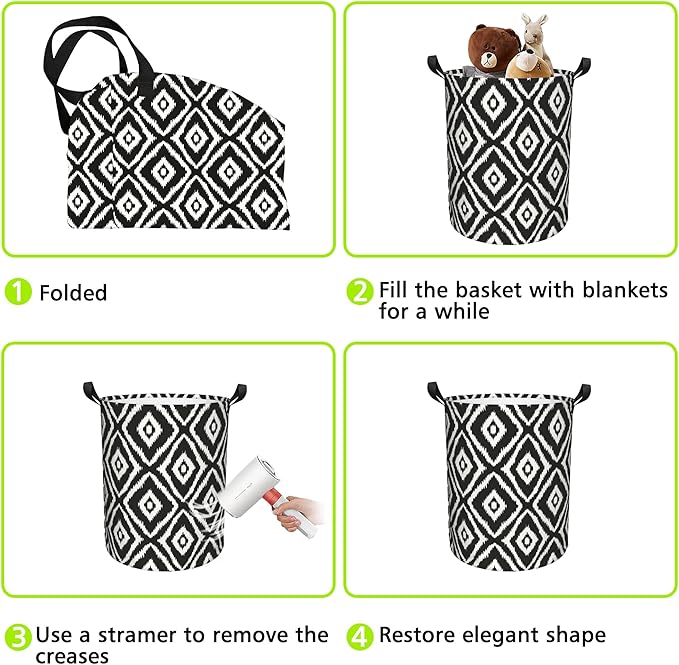Laundry Basket Black Diamond Laundry Basket Oxford Cloth Laundry Hamper Large Storage Baskets Toy Organizer Tote Bag For Bedroom Clothes Bathroom 17.3(H) x16.5(D) Inch