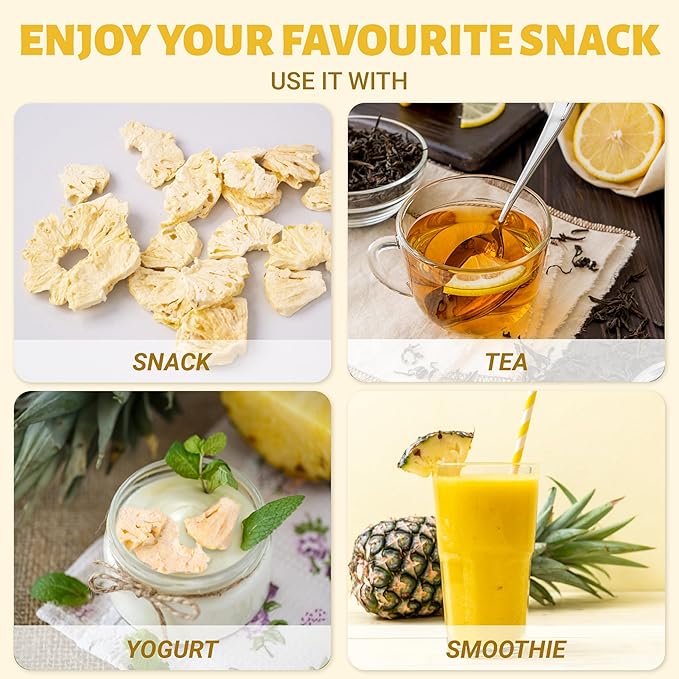 DARLAC FARMS Freeze Dried Pineapple Slices, Pack 6, No Sugar Added, Healthy Fruit Snacks for Kids, Adults & All Ages, Premium Organic Crispy Crunchy Snacks, Tea, Smoothie, 2 Oz Each