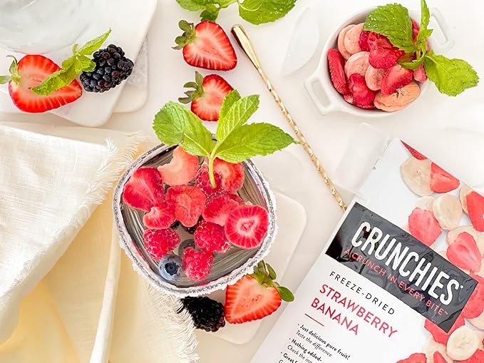 Crunchies Freeze-Dried Fruits, 100% All Natural Crispy Fruit, Non GMO and Kosher, Resealable Freeze Dried Fruit Snack Packs, Pack of 6 (Strawberry Banana)