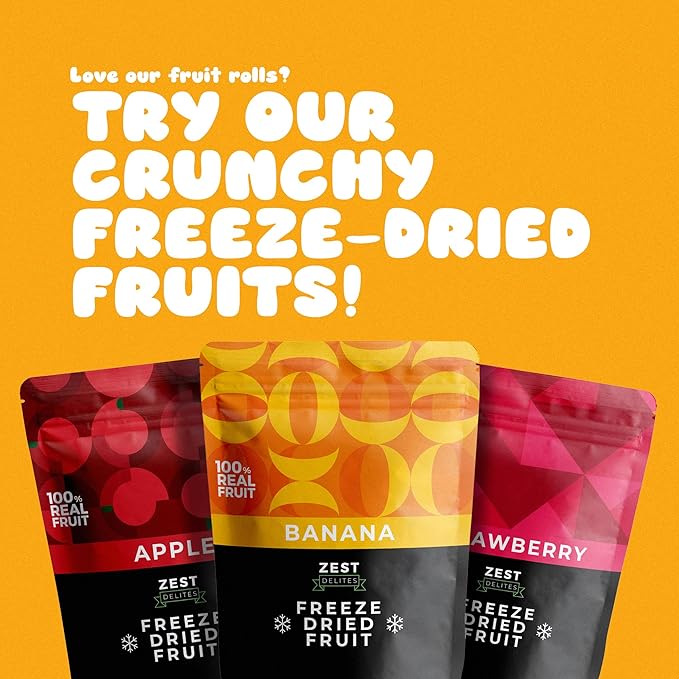 Fruit Rolls by Zest Delites, 100% Natural Healthy Fruit Snacks for Kids & Adults, Made from Real Raspberry Leather, Vegan, School Lunch Snack, A Twist on Raspberry Strips, 10 Packs