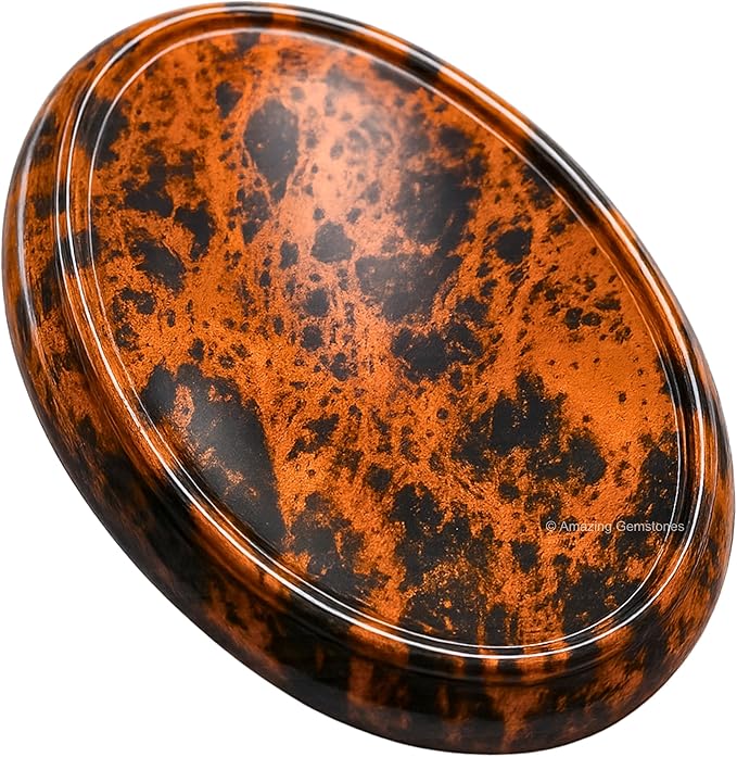 Amazing Gemstone Mahogany Obsidian Worry Stone Crystals and Healing Stones - Worry Stones for Stress Relief Gifts - Piedra Crystal Fidget for Meditation - Unique Stocking Stuffers Gifts for Women, Men