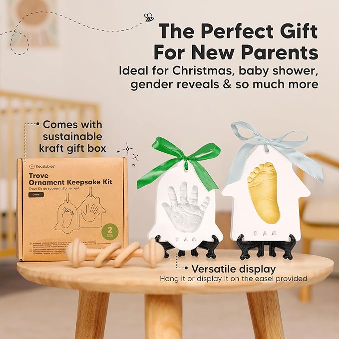 Baby Hand and Footprint Kit - Personalized Newborn Footprint Ornament, Clay Handprint Keepsake, Easy DIY Dog Paw Print Kit, Baby Shower Gifts for Boys, Girls, New Mom Gifts(Chime)
