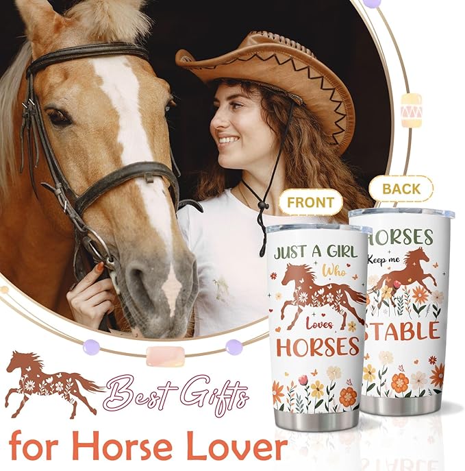 Horse Gifts for Women/Girls, Christmas/Birthday Present for Horse Lover Tumbler 20oz, Just A Girl Who Loves Horses Mug 1PC
