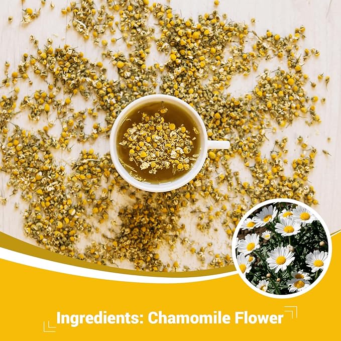 Chamomile Tea Bags, Chamomile Flower Herbal Tea - Sugar-Free, Caffeine-Free, 50 Teabags