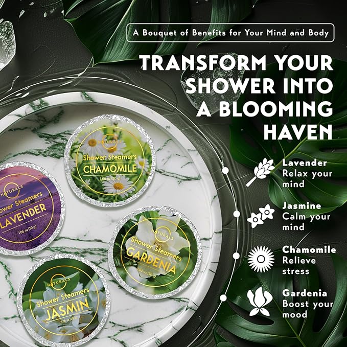 Shower Steamers Aromatherapy - Birthday Gifts for Women - Shower Bombs Aromatherapy, Spa Day Essentials, Relaxation Spa Gifts - Self Care Unique Gifts for Women and Men (Gift Set w/Scented Candle)