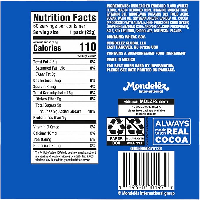 OREO Chocolate Sandwich Cookies, 60 Snack Packs (2 Cookies Per Pack)