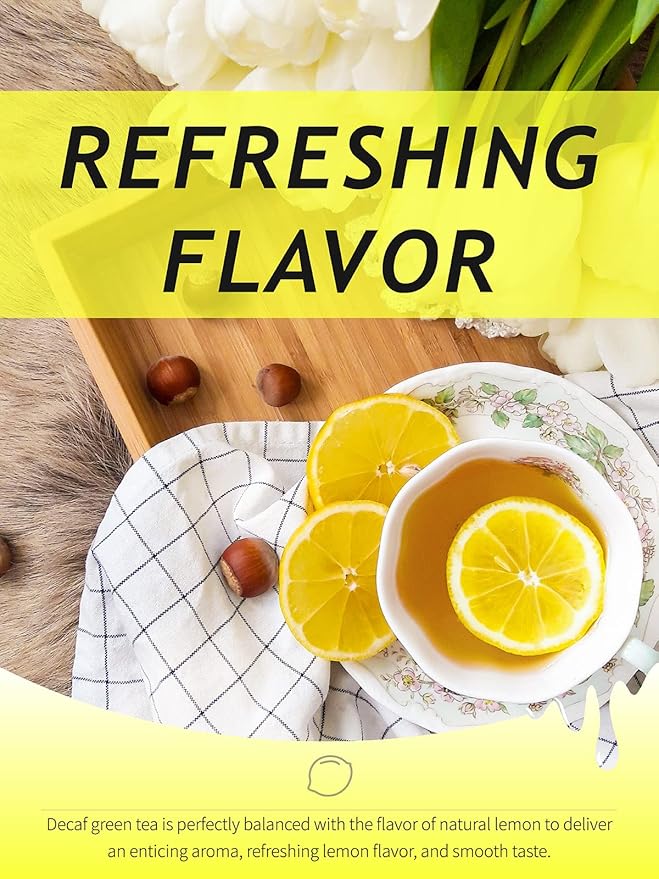 TeeLux Decaf Lemon Green Tea, Smooth Decaffeinated Green Tea with Refreshing Lemon Aroma & Flavor, 100 Count