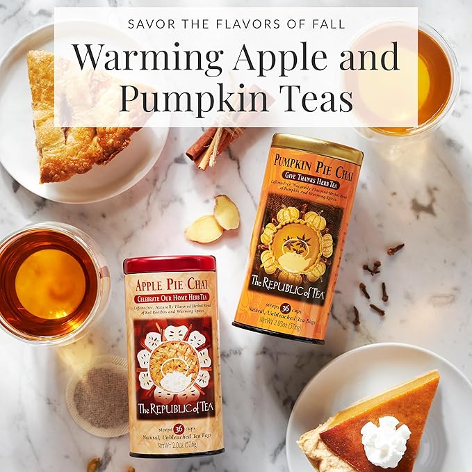 The Republic of Tea – Pumpkin Pie Chai Herbal Tea Tin, 36 Naturally Caffeine-Free Tea Bags