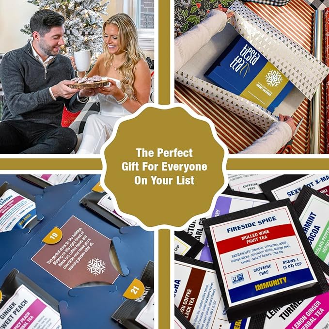 Tiesta Tea Advent Calendar 2025, Loose Leaf Herbal Tea Variety Pack, 24 Exquisite Loose Leaf Blends for Brew Lovers, Box of Herbal and Fruit Infusions, Hot or Iced, Holiday Gift Set Package