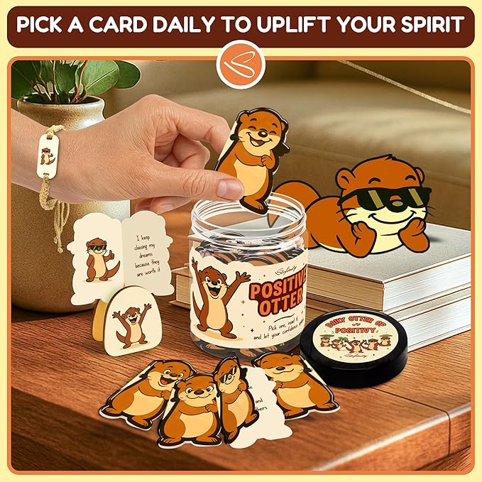 Positive Otter Gifts For Otter Lovers - Daily Affirmation Cards For Women Friend, Emotional Support Coworker Birthday Gift For Men, Mental Health Encouragement Inspirational Teen Girl Gifts