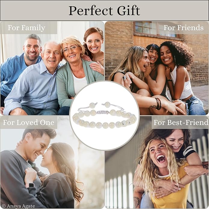 Energy Protection Crystal Handmade Adjustable Bead Bracelet Perfect for Men, Women’s Gift - Gemstone Healing Stretch Bracelet Pulsera Para Hombre Mujer Stocking Stuffer