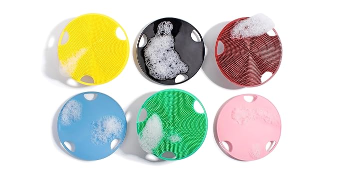 Boie USA Flat Body Scrubber - Soft Silicone-Like Exfoliating Shower Scrubber & Body Cleansing Brush - Stick-to-Wall Loofah Replacement - Antimicrobial Body Exfoliator for All Skin Types (Mint)