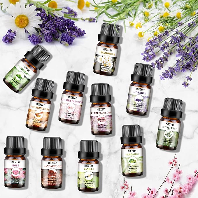 Essential Oils Set - 40 Pcs Premium Essential Oil Kit for Candle Making, Diffusers, Massages, Aromatherapy, Skin Care - Lavender, Eucalyptus, Peppermint, Tea Tree, Sandalwood Aromatherapy Oils