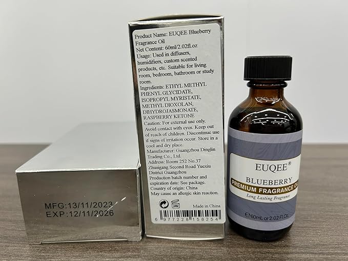 EUQEE Blueberry Fragrance Oil, Premium Fragrance Essential Oil with Glass Dropper for Diffusers, Candle & Soap Making (2.02 Fl oz/60 ml)