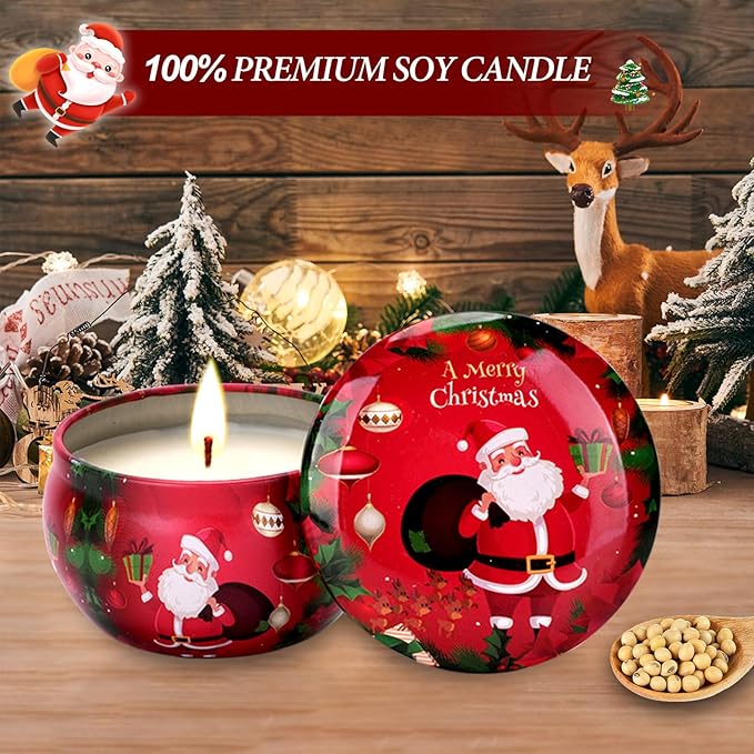 Christmas Scented Candles Gift Set, 12 PCS 3oz Aromatherapy Candles Gifts for Women Soy Wax Candles Gift for mom Portable Travel Tin Jar Candles for Birthday, Thanksgiving, Mother's Day