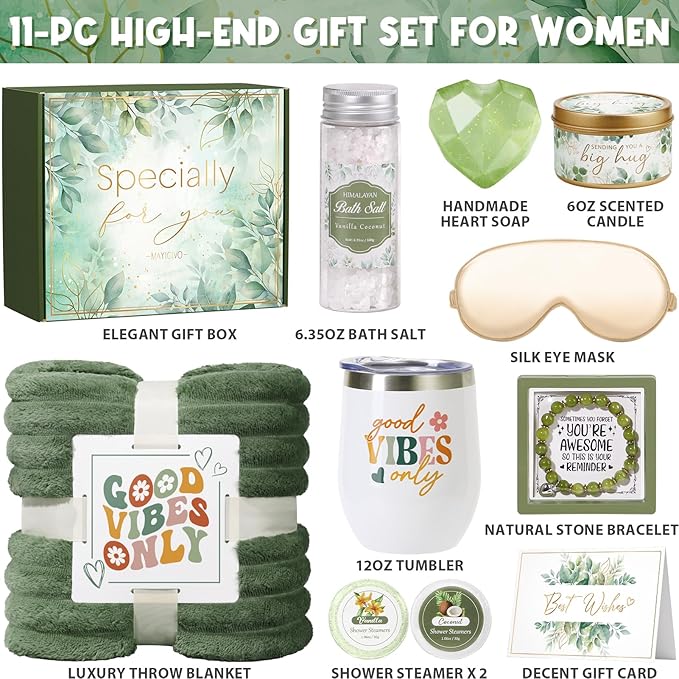 Birthday Gifts for Women Self Care Gifts, Relaxing Spa Gifts Baskets Get Well Soon Gifts Care Package for Women with Blanket, Unique Gifts Idea for Mom Mother Her Wife Girlfriend Best Friend Sister