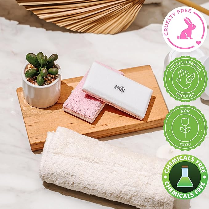 Glass Pumice Stone Callus Remover for Feet, Elbows, Hands, and Knees, Spain Made - 2 in 1 Pedicure Exfoliator and Scrubber for Rough, Hard Skin (Pink Color)