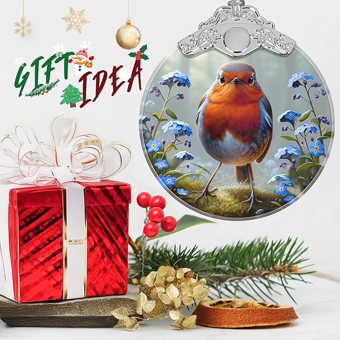 American Robin Stained Glass Orament - Christmas Ornament - Christmas Decorations for Tree - Holiday Present ldeas - Gift Exchange