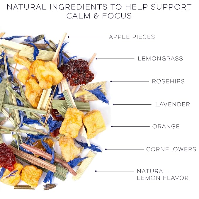 Calming Day Herbal Tea (1.65 oz, Pack of 18 Tea Bags) – Relaxing Caffeine-Free Tea with Lavender, Rosehips and Lemongrass – Gift for focus, clarity, relaxation and wellness