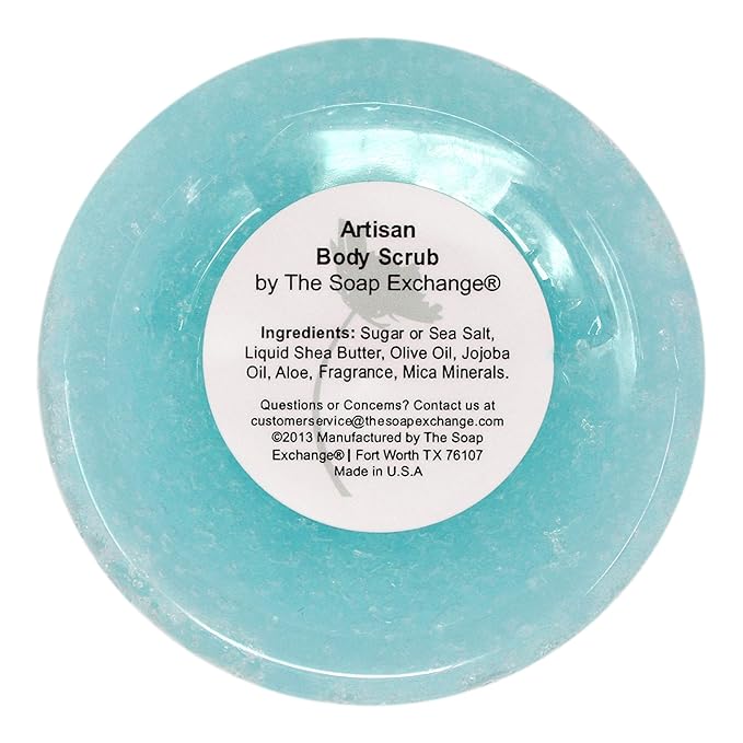 The Soap Exchange Sugar Body Scrub - Beach Baby Scent - Hand Crafted 8 fl oz / 240 ml Natural Artisan Skin Care, Shea Butter, Exfoliate, Moisturize, & Protect. Made in the USA.